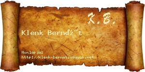 Klenk Bernát névjegykártya